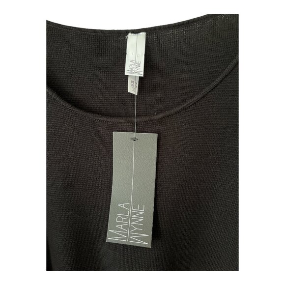 Marla Wynne Black Sweater Dress 1X Double Knit Scoop Neck Long Sleeve NWT - Picture 2 of 6